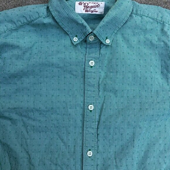 PENGUIN by MUNSINGWEAR Men's Heritage Slim Fit Plaid Green Button Down Shirt | L - Picture 5 of 5